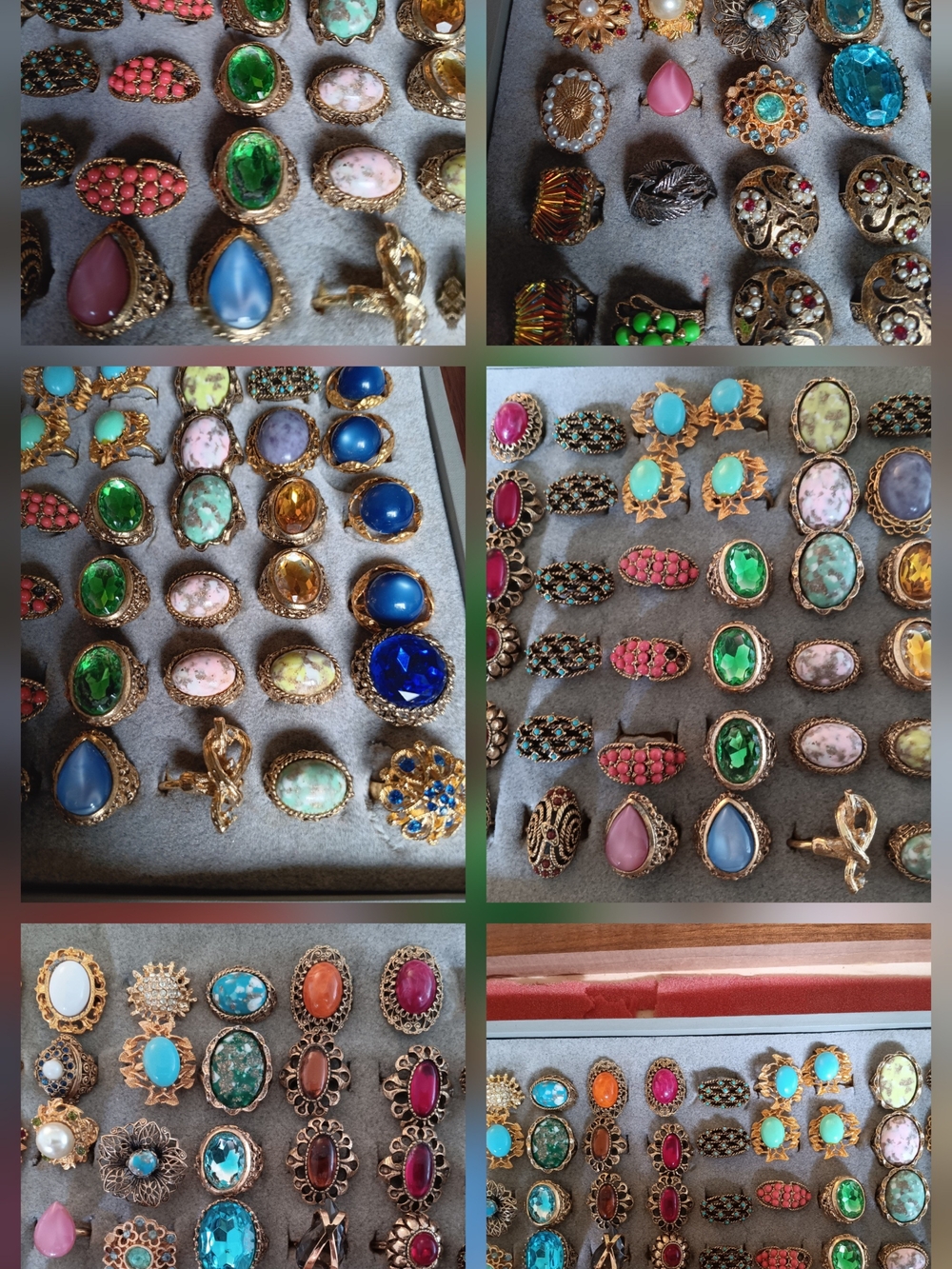 *5 For $25*Vintage-Style Multicolor Gemstone Statement Rings - Women Jewelry